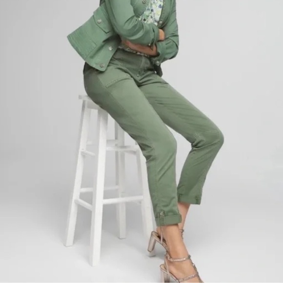 WHITE HOUSE BLACK MARKET - Dark Olive Pret a Pedi / Moto Straight leg Pants - Picture 2 of 7